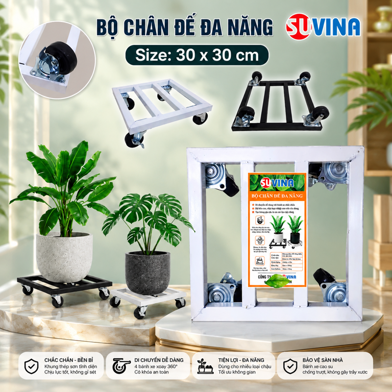 Bộ chân đế SUVINA vuông trắng 30x30cm